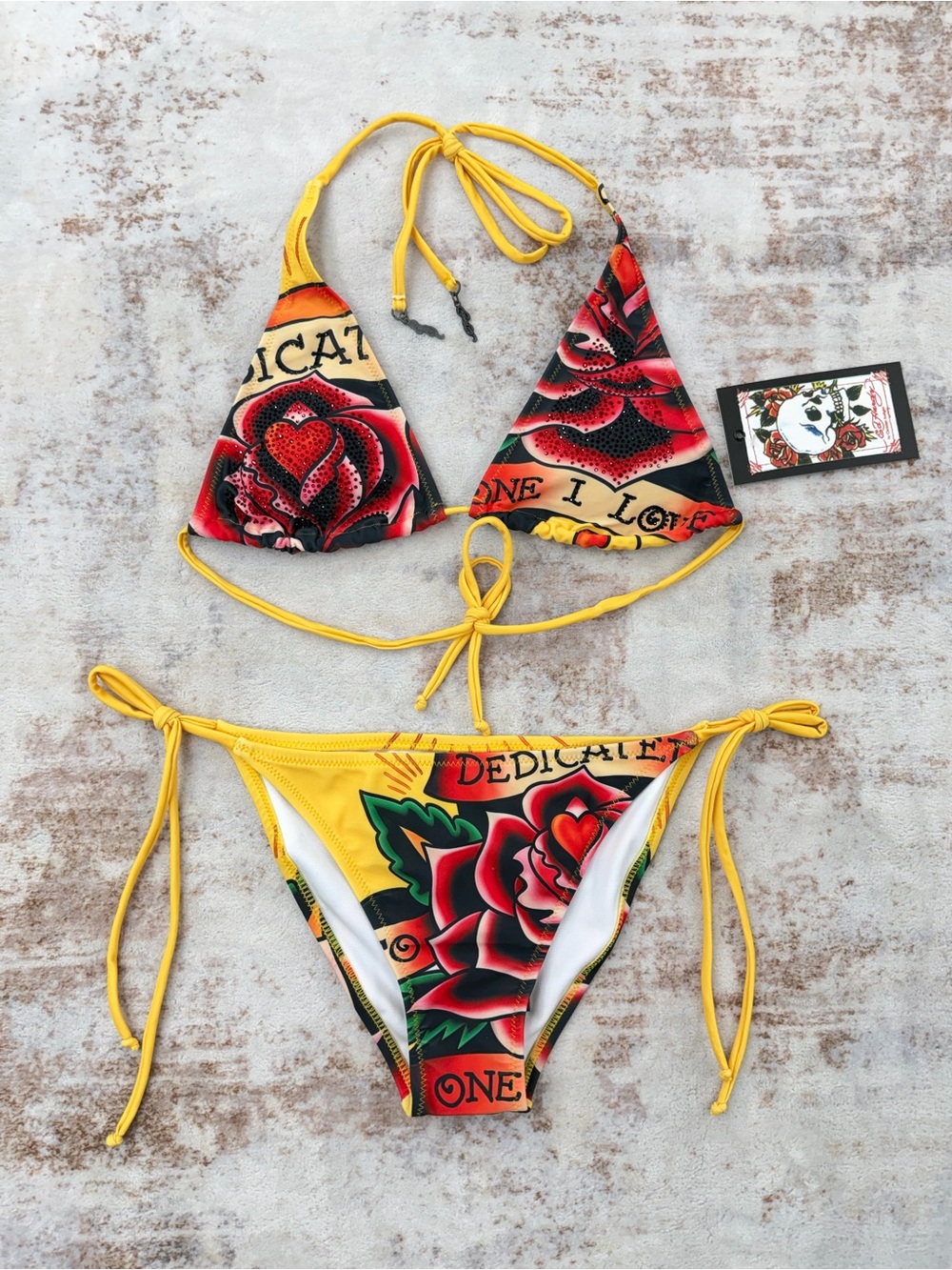 Deadstock 2000s Y2K Ed Hardy Graphic Bikini Swimsuit S